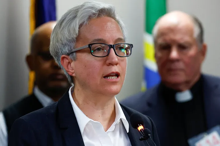 Governor of Oregon Tina Kotek speaks during a press conference after U.S. federal agents shot two people in Portland, Oregon, U.S., January 8, 2026. REUTERS/John Rudoff