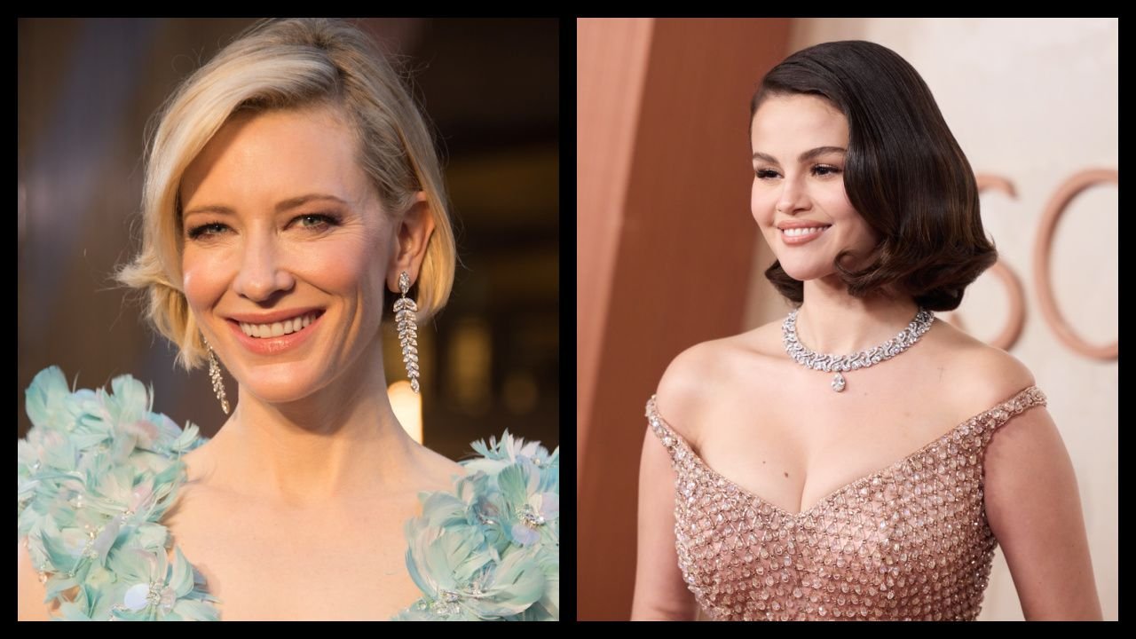 (Left) Oscar®-nominee, Cate Blanchett, arrives at The 88th Oscars® at the Dolby® Theatre in Hollywood, CA on Sunday, February 28, 2016. Credit/Provider: Phil McCarten / ©A.M.P.A.S. Copyright: Scott Diussa. (Right) Selena Gomez arrives on the red carpet of the 97th Oscars® at the Dolby® Theatre at Ovation Hollywood on Sunday, March 2, 2025. Credit/Provider: Etienne Laurent / The Academy. Copyright: ©A.M.P.A.S.