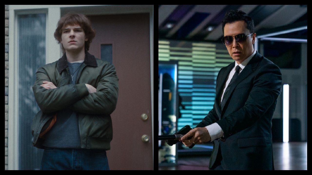 (Left) Mason Thames in 'Black Phone 2', directed by Scott Derrickson. (Right) Donnie Yen as Caine in 'John Wick: Chapter 4.' Photo Credit: Murray Close.