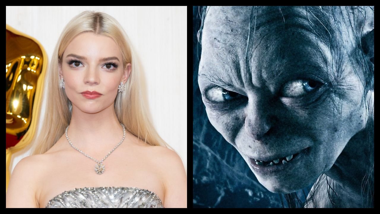(Left) Anya Taylor-Joy arrives on the red carpet of the 96th Oscars® at the Dolby® Theatre at Ovation Hollywood on Sunday, March 10, 2024. Credit/Provider: Mike Baker / ©A.M.P.A.S. Copyright: ©A.M.P.A.S. (Right) Andy Serkis as Gollum in 'The Lord of the Rings: The Return of the King'. Photo: New Line Cinema.