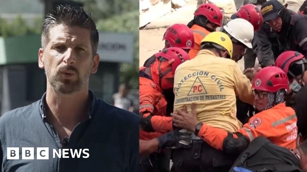 Split image Dan Johnson on left, rescuers on right