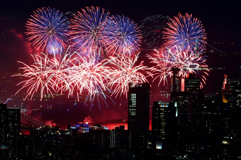 Macy's Fourth of July fireworks explode as the United States celebrates its 250th anniversary on Independence Day in New York City, U.S., July 4, 2026.
