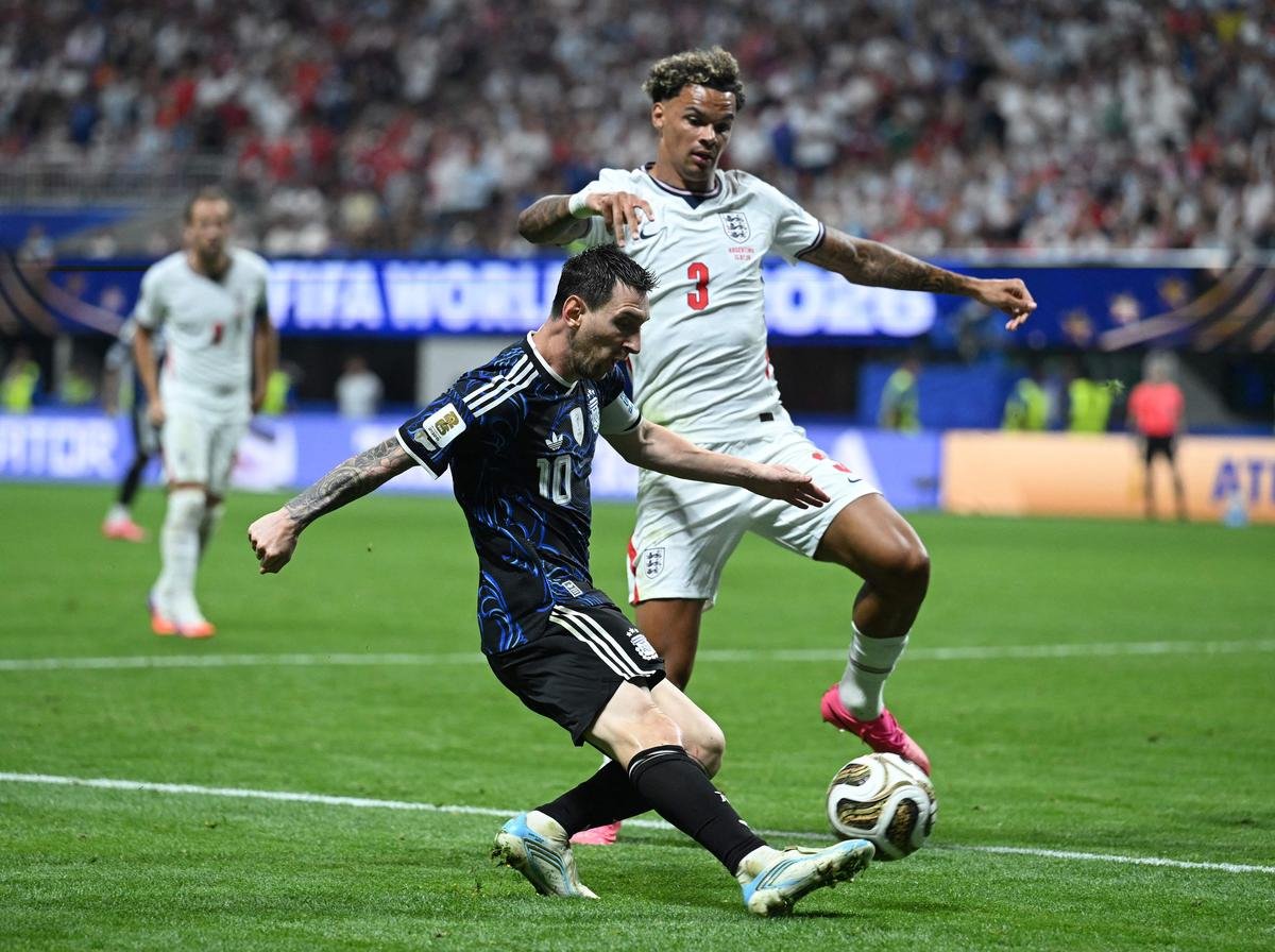 Lionel Messi’s right-footed cross after dropping the shoulder set up Lautaro Martinez to score the winning goal against England in the semifinal.