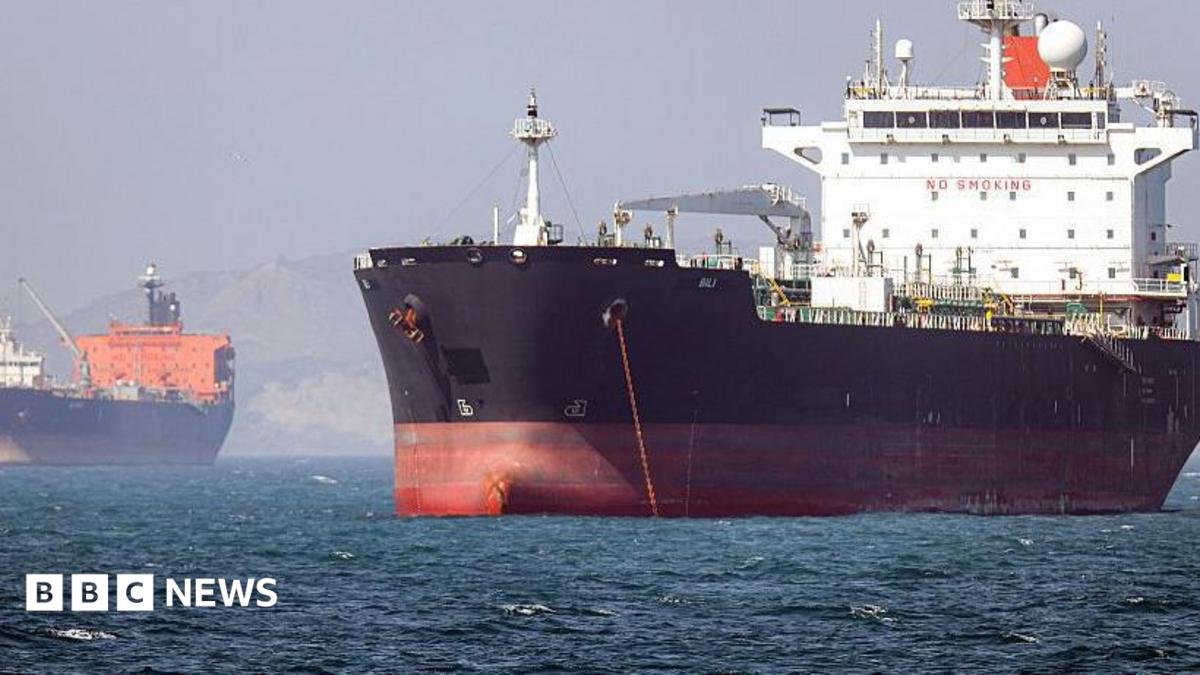 In this picture obtained from Iran's ISNA news agency and taken on May 2, 2026, the Gambia-flagged tanker vessel Bili is pictured anchored in the Strait of Hormuz off Bandar Abbas in southern Iran.