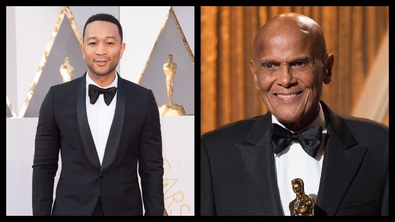 (Left) John Legend arrives at The 88th Oscars® at the Dolby® Theatre in Hollywood, CA on Sunday, February 28, 2016. Credit/Provider: Aaron Poole / ©A.M.P.A.S. Copyright: ©A.M.P.A.S. (Right) Jean Hersholt Humanitarian Award recipient Harry Belafonte during the 2014 Governors Awards in The Ray Dolby Ballroom at Hollywood & Highland Center® in Hollywood, CA, on Saturday, November 8, 2014. Credit/Provider: Richard Harbaugh / ©A.M.P.A.S. Copyright: ©A.M.P.A.S.