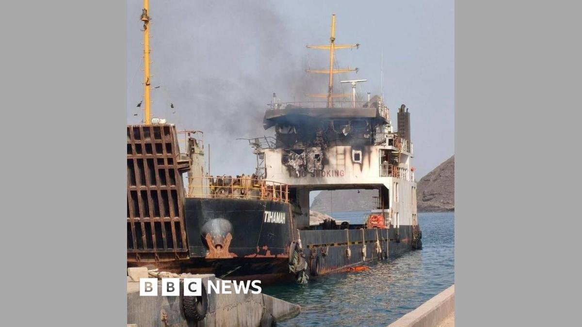 Smoke rising from vessel that appears to be moored