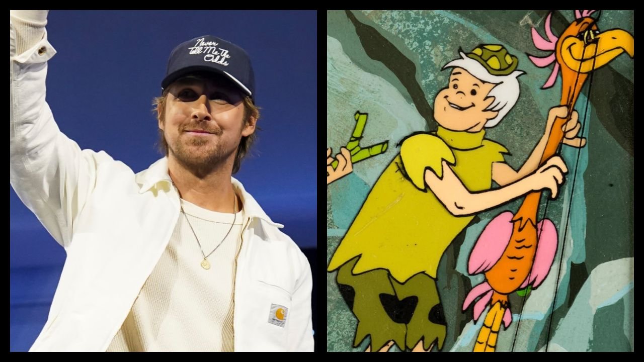 (Left) 'Star Wars: Starfighter's Ryan Gosling at Star Wars Celebration 2025. Photo: Lucasfilm. (Right) 1972's 'The Flintstone Comedy Hour'. Photo: CBS.